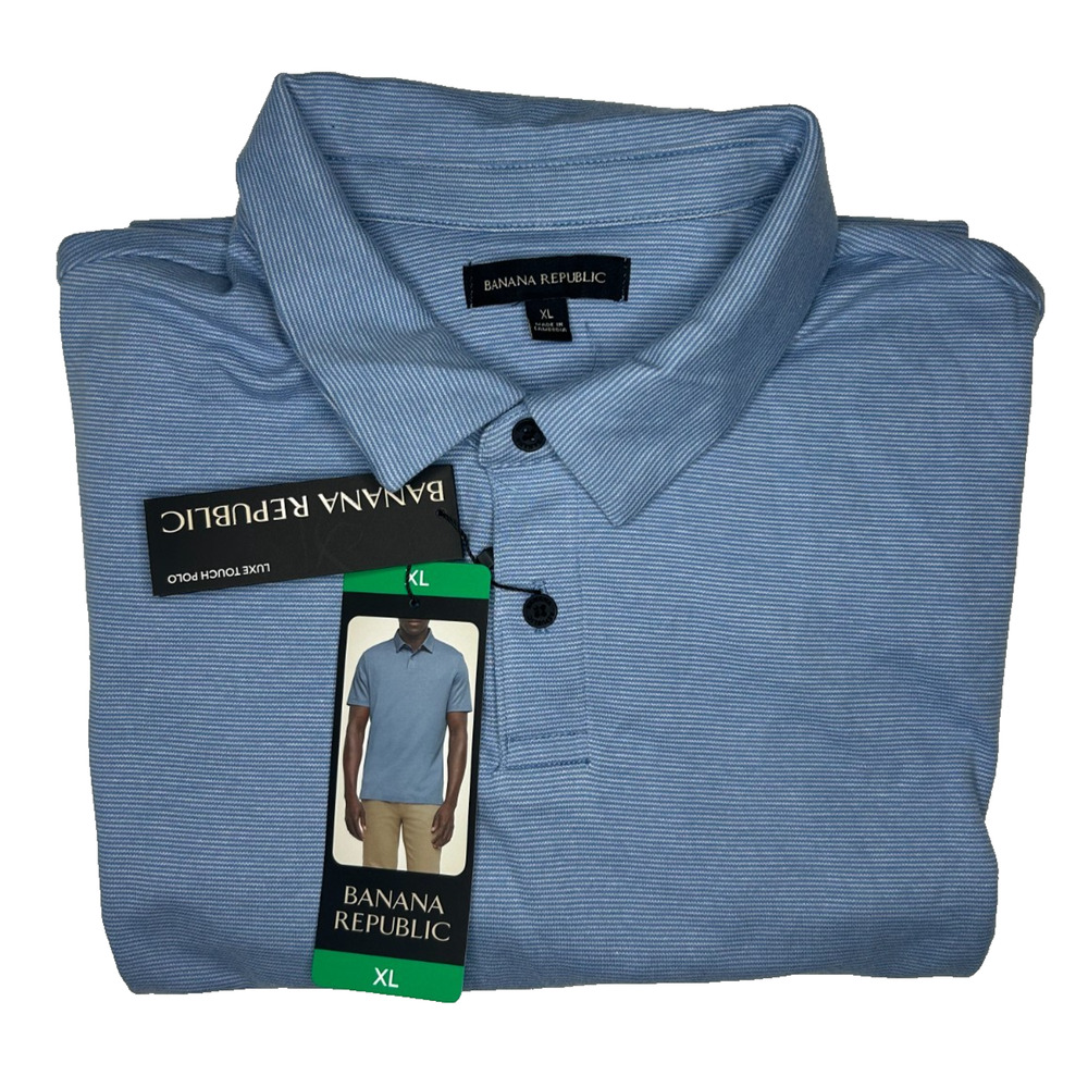 Banana Republic Men's Luxe Polo Shirt, Short Sleeve, Cotton, Blue, Size XL - Picture 6 of 9